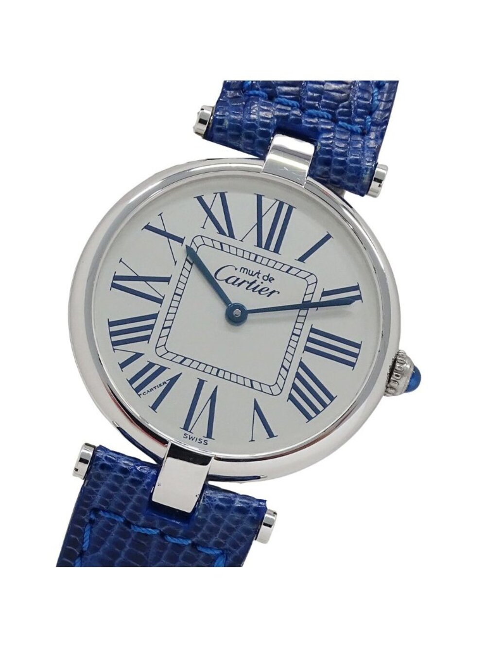 Cartier Watches Boys' Must Vendome LM Vermeil Quartz 925 Leather Silver Watch